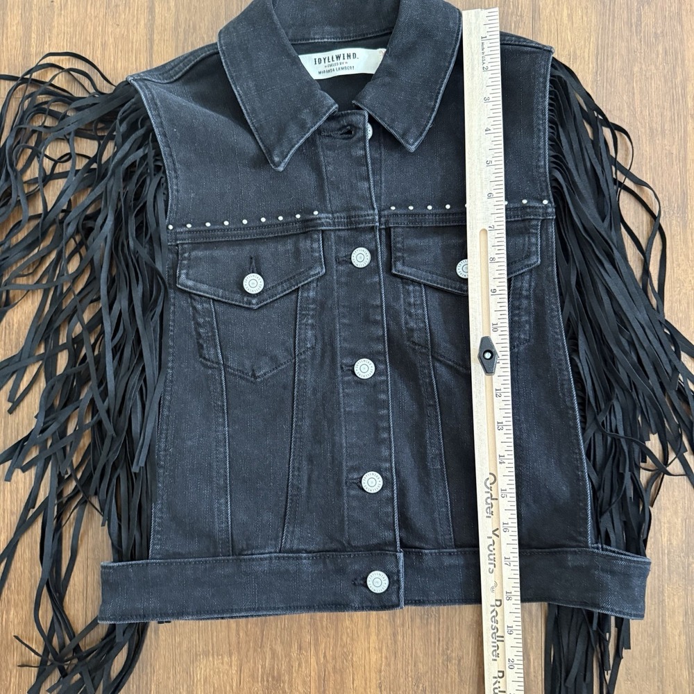 Idyllwind Fringe Vest Womens Small Black Studded Cowgirl Hippie Rodeo Festival - Picture 8 of 12